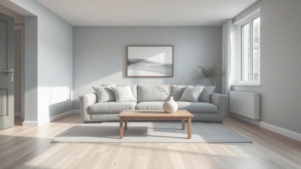 Nowoczesny szary salon – elegancja i funkcjonalność w aranżacji